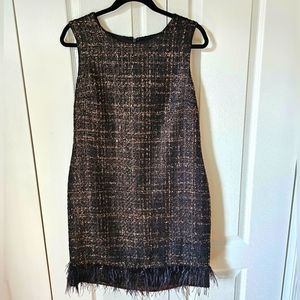 Boston Proper size 12, tweed and feather dress
